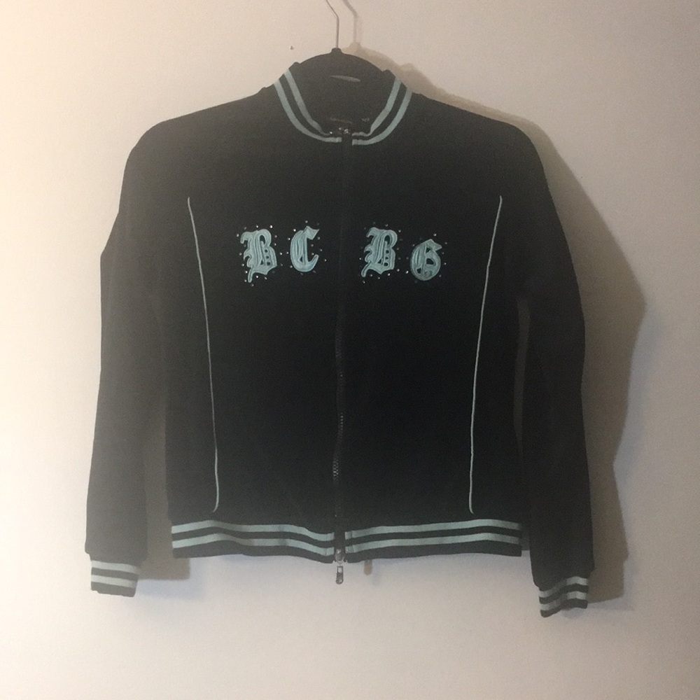 Genuine Y2K bcbg velour zip up bomber jacket